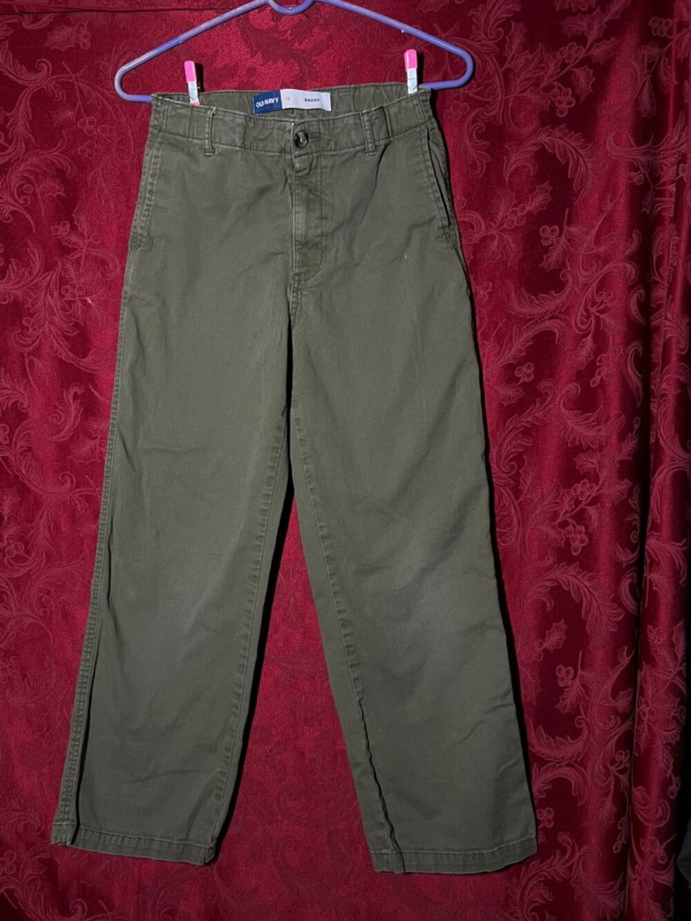 Old Navy Girls Size 12 Olive Green Baggy Fit Cargo Pants